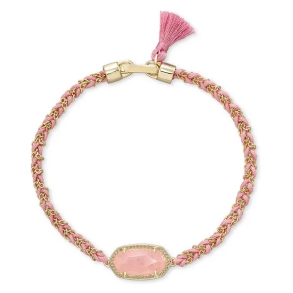 Kendra Scott Mini Elaina Gold Stretch Bracelet in Pink Opalite Crystal main image 0